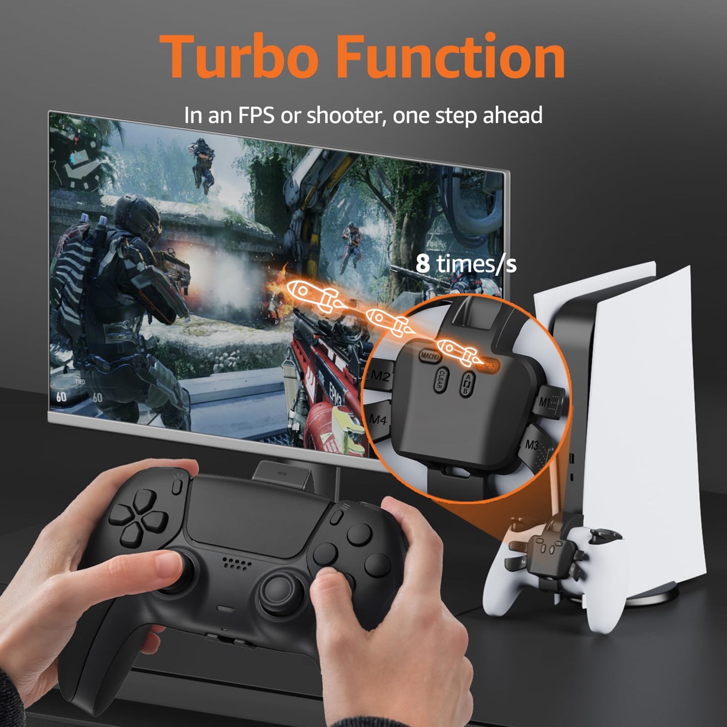 GMVOX PS-5 Controller Paddles with MIC, 4 Programmable Buttons, Combo/Turbo/Remapping, Plug & Play, Black