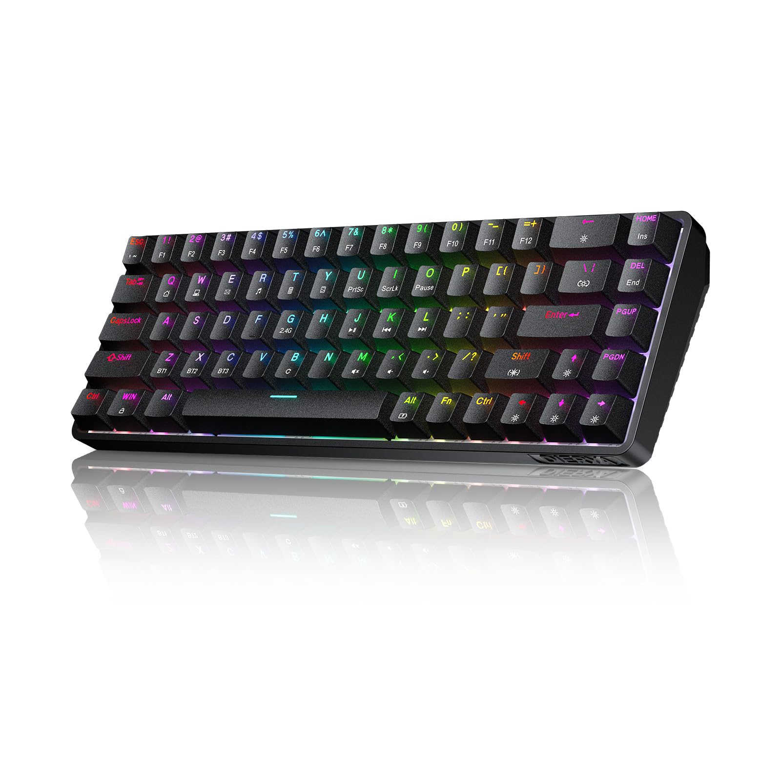 DIERYA DK68 60% Wireless Mechanical Gaming Keyboard, Quiet Red Switch, RGB Backlit, Black