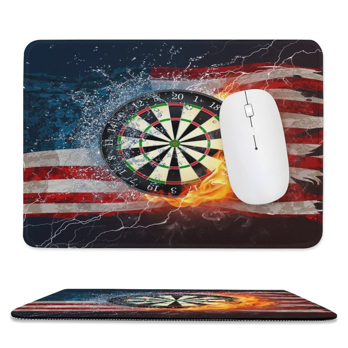 Sports Darts Water Waterproof Gaming Mouse Pad Flame Mist American Flag Boys Gaming Printed for Working and Gaming 9.4L x 7.9W I
