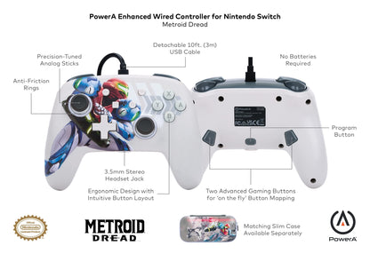 PowerA Enhanced Wired Controller for Nintendo Switch - Metroid Dread Edition, Comfortable Grip, Responsive Controls