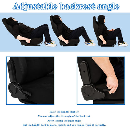 Supllueer Racing Seat - Adjustable Cloth Gaming Seat with Double Locking Slides, Black, Fits Most Racing Simulator Cockpits