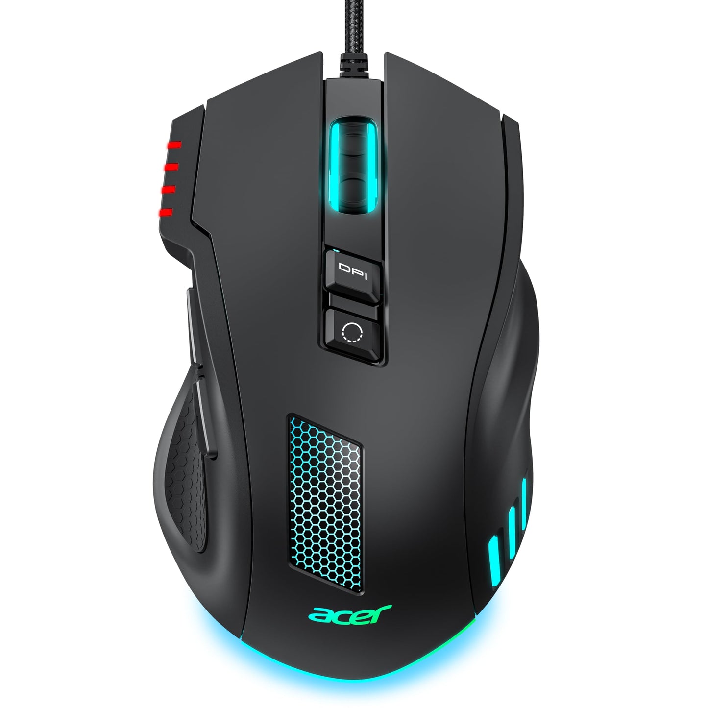acer Wired Gaming Mouse  12 800 DPI RGB Ergonomic Computer Mouse with Optical Sensor  8 Programmable Buttons  12 Backlit Modes  Software for DIY Keybinds  Rapid Fire  USB Gaming Mice for Laptop  PC