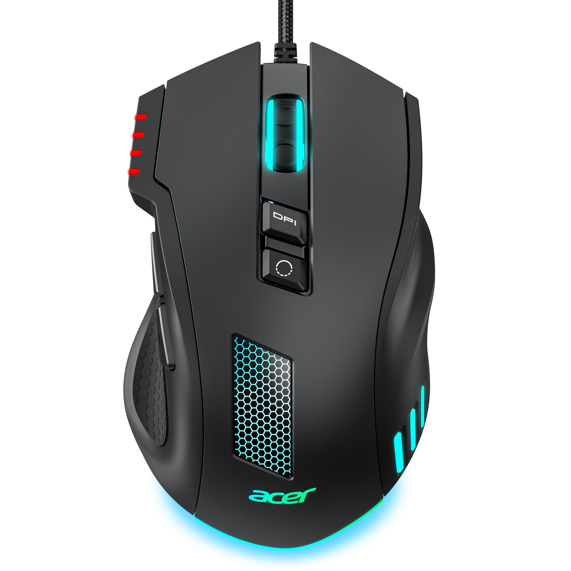 acer Wired Gaming Mouse  12 800 DPI RGB Ergonomic Computer Mouse with Optical Sensor  8 Programmable Buttons  12 Backlit Modes  Software for DIY Keybinds  Rapid Fire  USB Gaming Mice for Laptop  PC