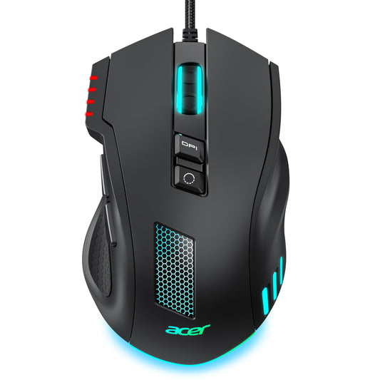 acer Wired Gaming Mouse  12 800 DPI RGB Ergonomic Computer Mouse with Optical Sensor  8 Programmable Buttons  12 Backlit Modes  Software for DIY Keybinds  Rapid Fire  USB Gaming Mice for Laptop  PC