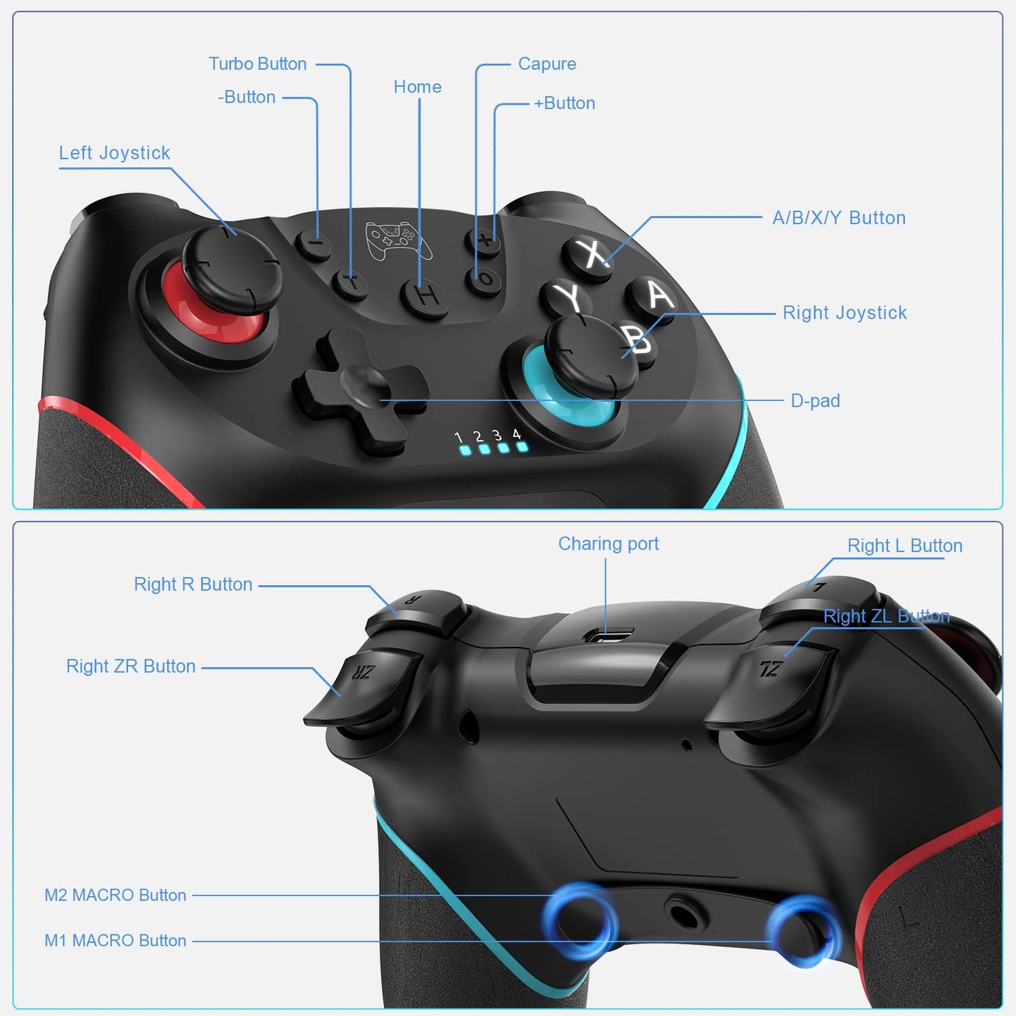 Deepdawn Wireless Pro Controller for Nintendo Switch - Programmable Gamepad Joystick, 2023 Upgraded Version
