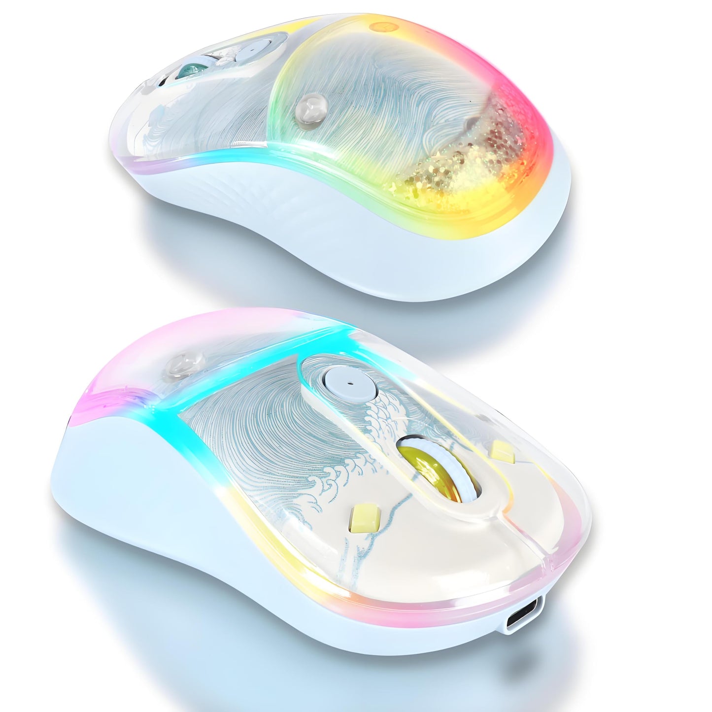 elec Space Wireless Bluetooth Mouse - Rechargeable, Silent, RGB Lighting, Ergonomic Design, Blue