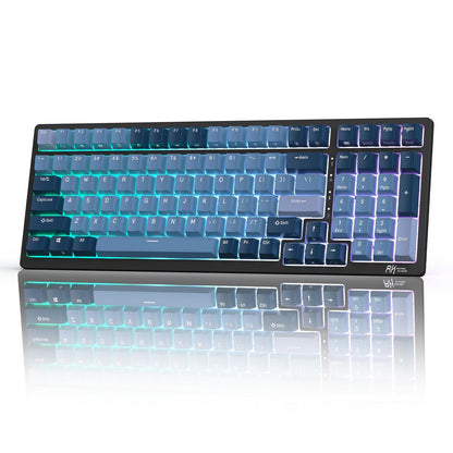 RK ROYAL KLUDGE RK98 Mechanical Gaming Keyboard - 100 Keys, Hot Swappable Red Switch, RGB Backlit, USB-C, Blue, Ergonomic Design