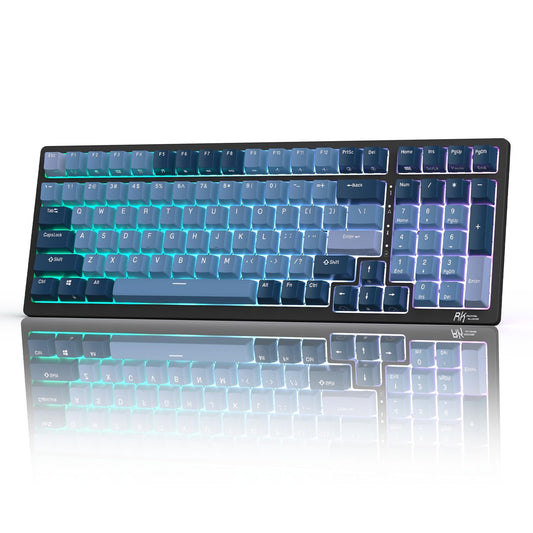 RK ROYAL KLUDGE RK98 Wireless Mechanical Keyboard - Hot Swappable, RGB Backlit, 2.4G/BT5.1/USB-C, Blue, Brown Switches