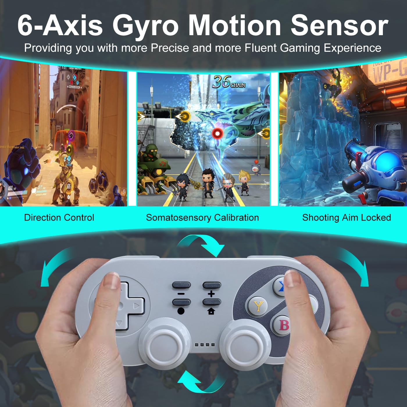 ADHJIE Wireless Controller - Grey Color, Ergonomic Design for Gaming