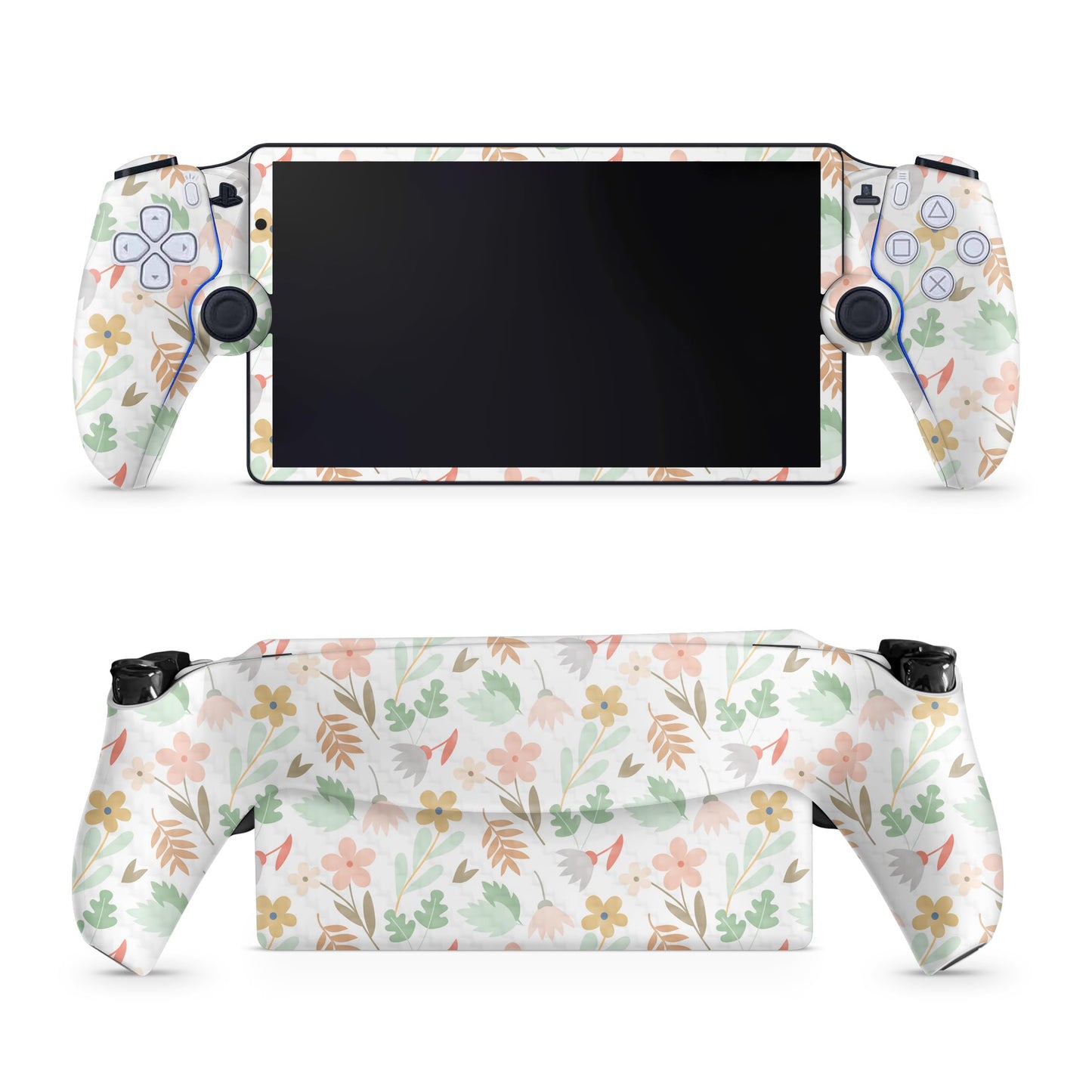Carbon Fiber Gaming Skin Compatible with PS5 Portal Remote Player - Neutral Flowers - Premium 3M Vinyl Protective Wrap Decal Cover - Easy to Apply | Crafted in The USA by MightySkins