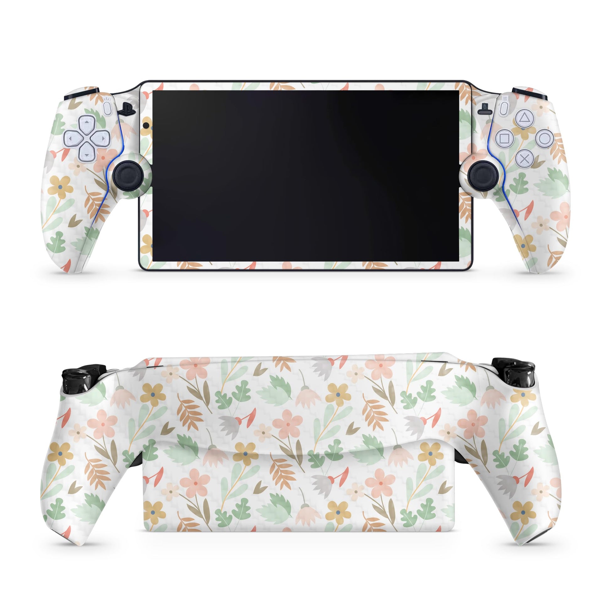 Carbon Fiber Gaming Skin Compatible with PS5 Portal Remote Player - Neutral Flowers - Premium 3M Vinyl Protective Wrap Decal Cover - Easy to Apply | Crafted in The USA by MightySkins