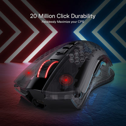 Redragon M808 Storm Pro Wireless Gaming Mouse - 16,000 DPI, RGB Honeycomb Design, Black, Model M808 2.4Ghz
