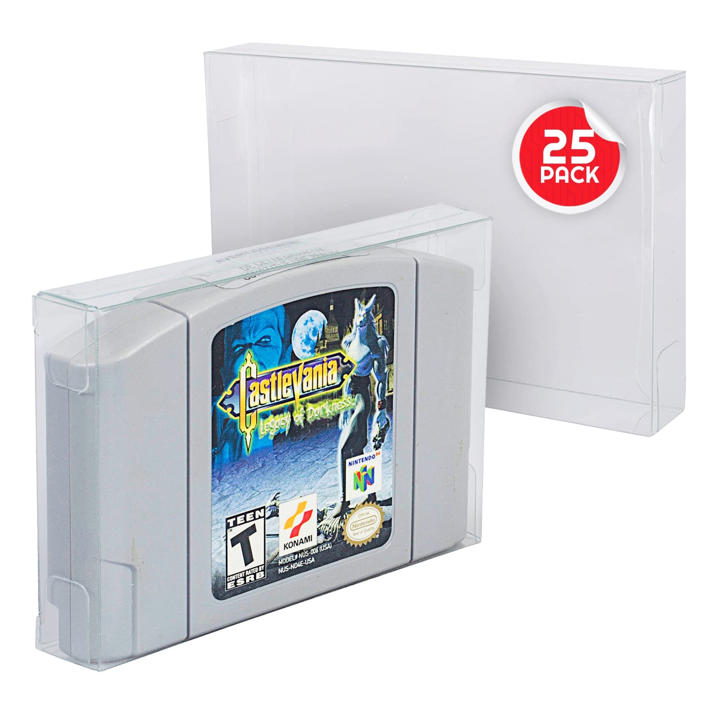Video Game Cartridge Protector Compatible for Nintendo N64 Games - 0.40 MM PET Cartridge Display Storage Case compatible for Mario Kart  Zelda  Super Mario  Golden Eye (Pack of 25)