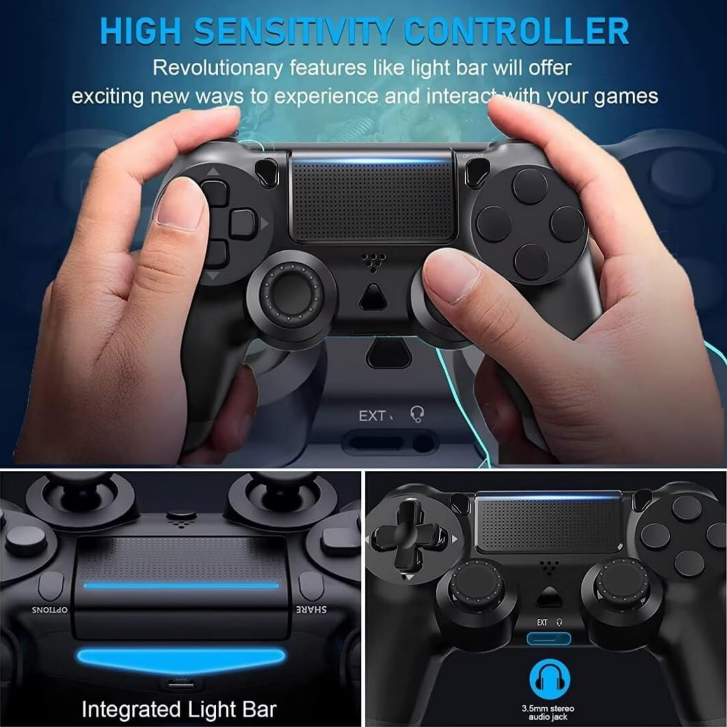 Wireless Controller for PS4 - Dual Pack, 6-Axis Motion Sensor, Touch Pad, Black