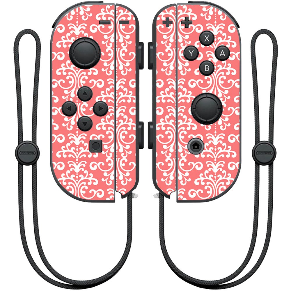 MIGHTY SKINS Joy-Con Controller Skin - Coral Damask Wrap Cover Sticker
