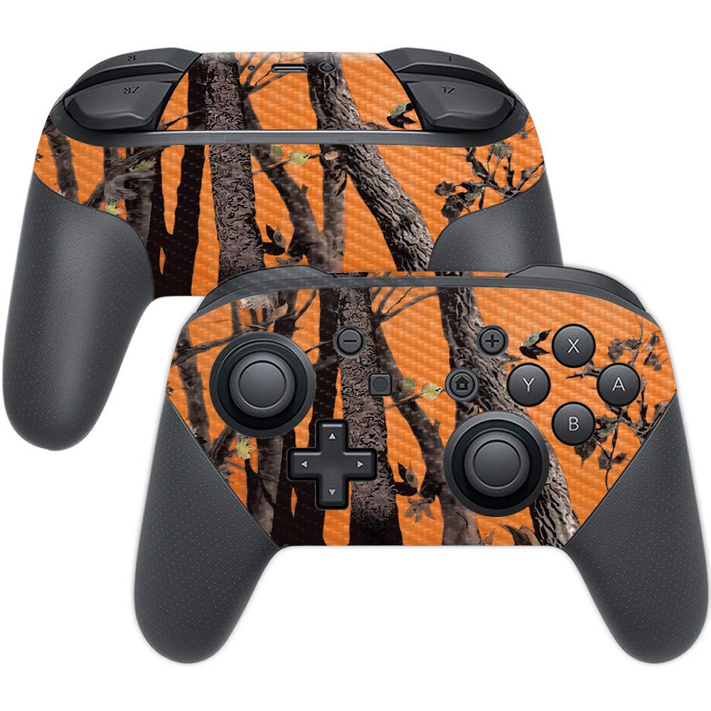 MightySkins Carbon Fiber Skin for Nintendo Switch Pro Controller - Orange Camo | Protective  Durable Textured Carbon Fiber Finish | Easy to Apply  Remove  and Change Styles | Made in The USA