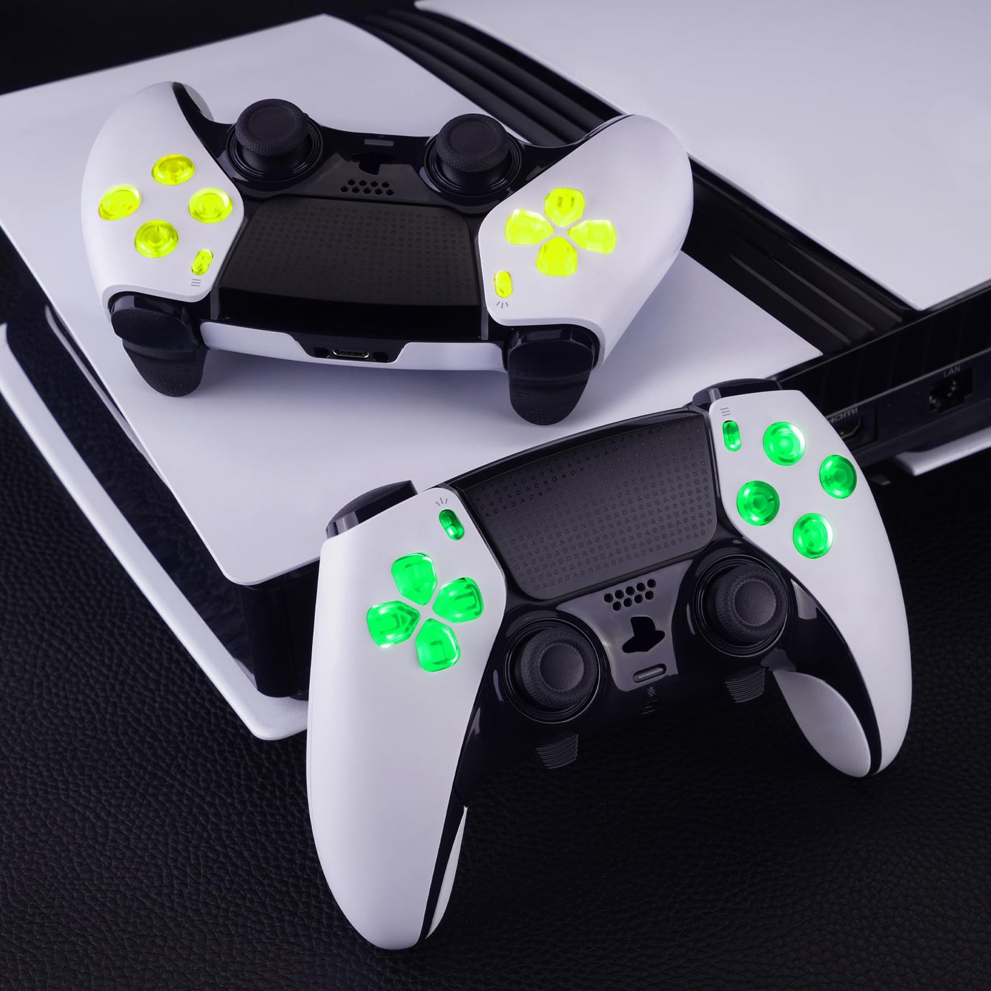eXtremeRate PS5 Edge Controller D-pad LED Kit - 7 Colors, 9 Effects, Transparent Clear Buttons