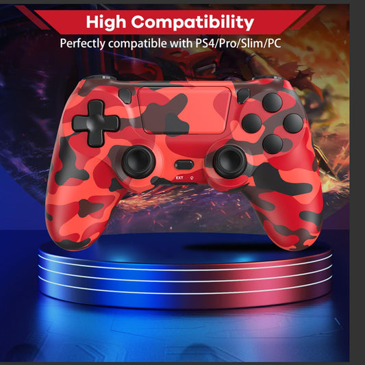 Hiyuky 2 Pack Wireless PS4 Controllers with 3.5mm Audio Jack, Dual Vibration, Motion Control - Red Camo