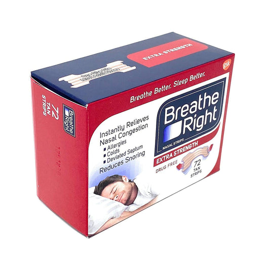 Breathe Right Extra Nasal Strips - 72 Count (Pack of 2) - Tan Color, Model 1, for Comfortable Breathing Relief