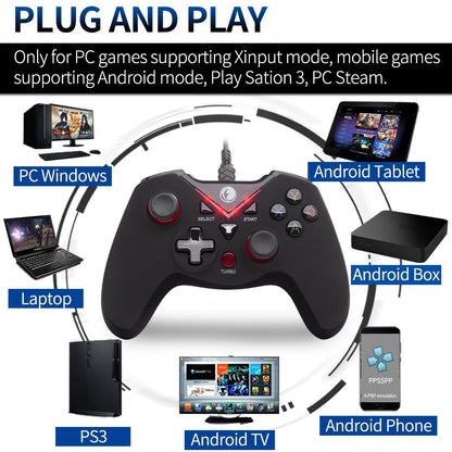 IFYOO V-one Wired USB Gaming Controller for PC, Steam, Android & PS3 - Red, Model IFYOO-V108