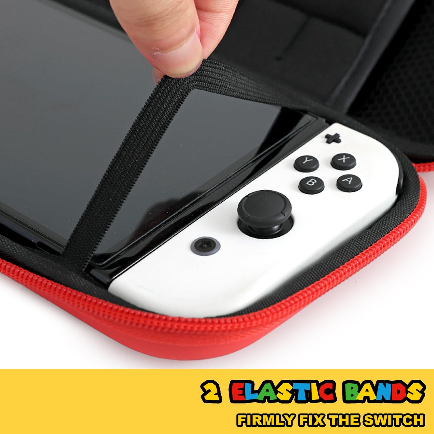 PALPOW Switch Carrying Case - Portable Hard Shell Pouch for Switch/OLED, 10 Game Holders, Red-Blue
