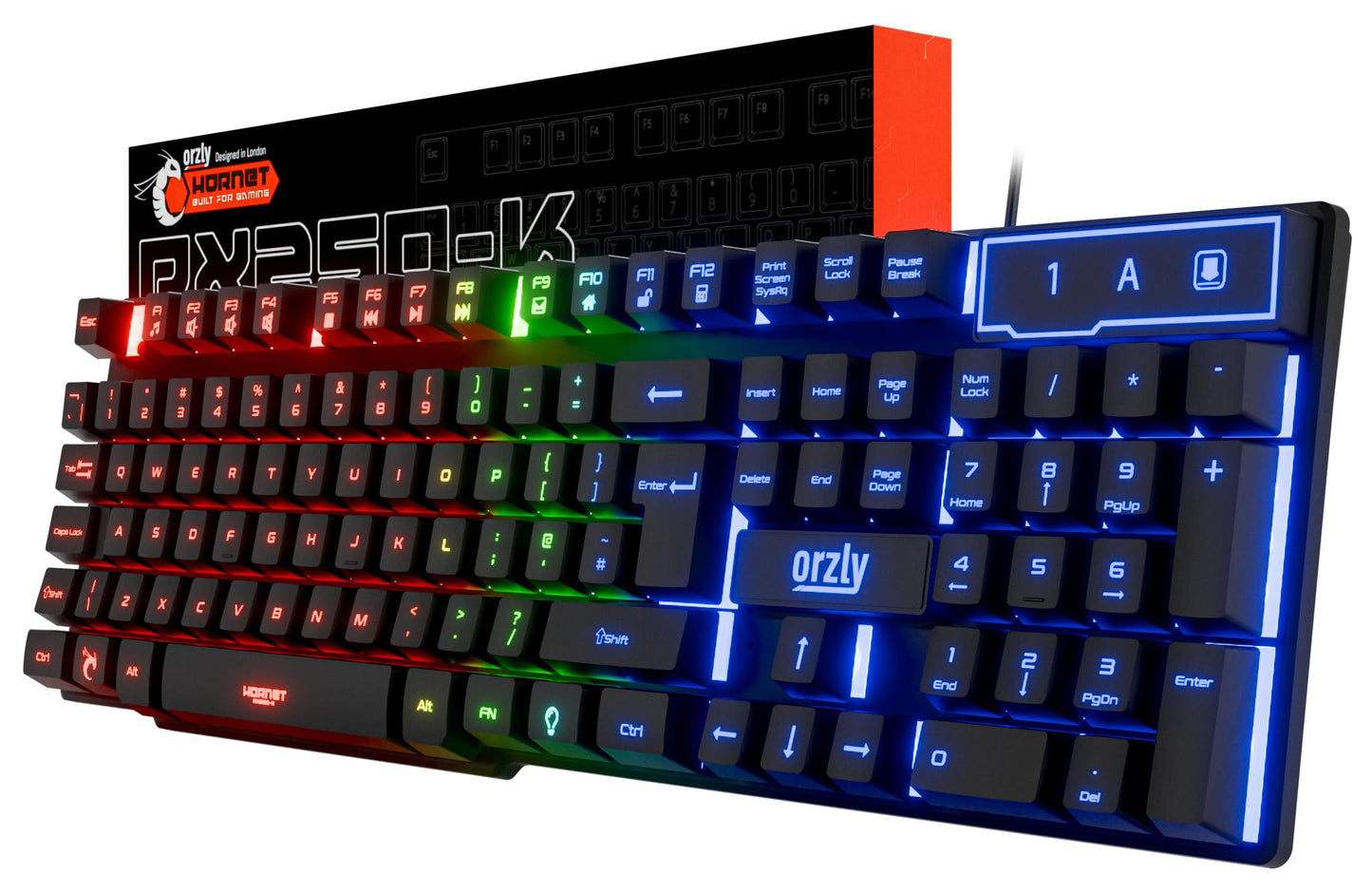 Orzly Gaming Keyboard RGB USB Wired Rainbow Keyboards Designed for PC Gamers  PS4  PS5  Laptop  Xbox  Nintendo Switch  RX-250 Hornet Edition (Black) Brand