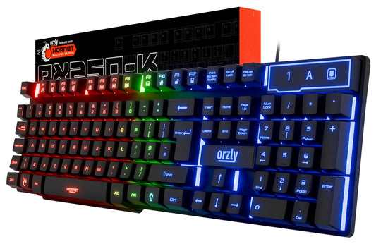 Orzly Gaming Keyboard RGB USB Wired Rainbow Keyboards Designed for PC Gamers  PS4  PS5  Laptop  Xbox  Nintendo Switch  RX-250 Hornet Edition (Black) Brand