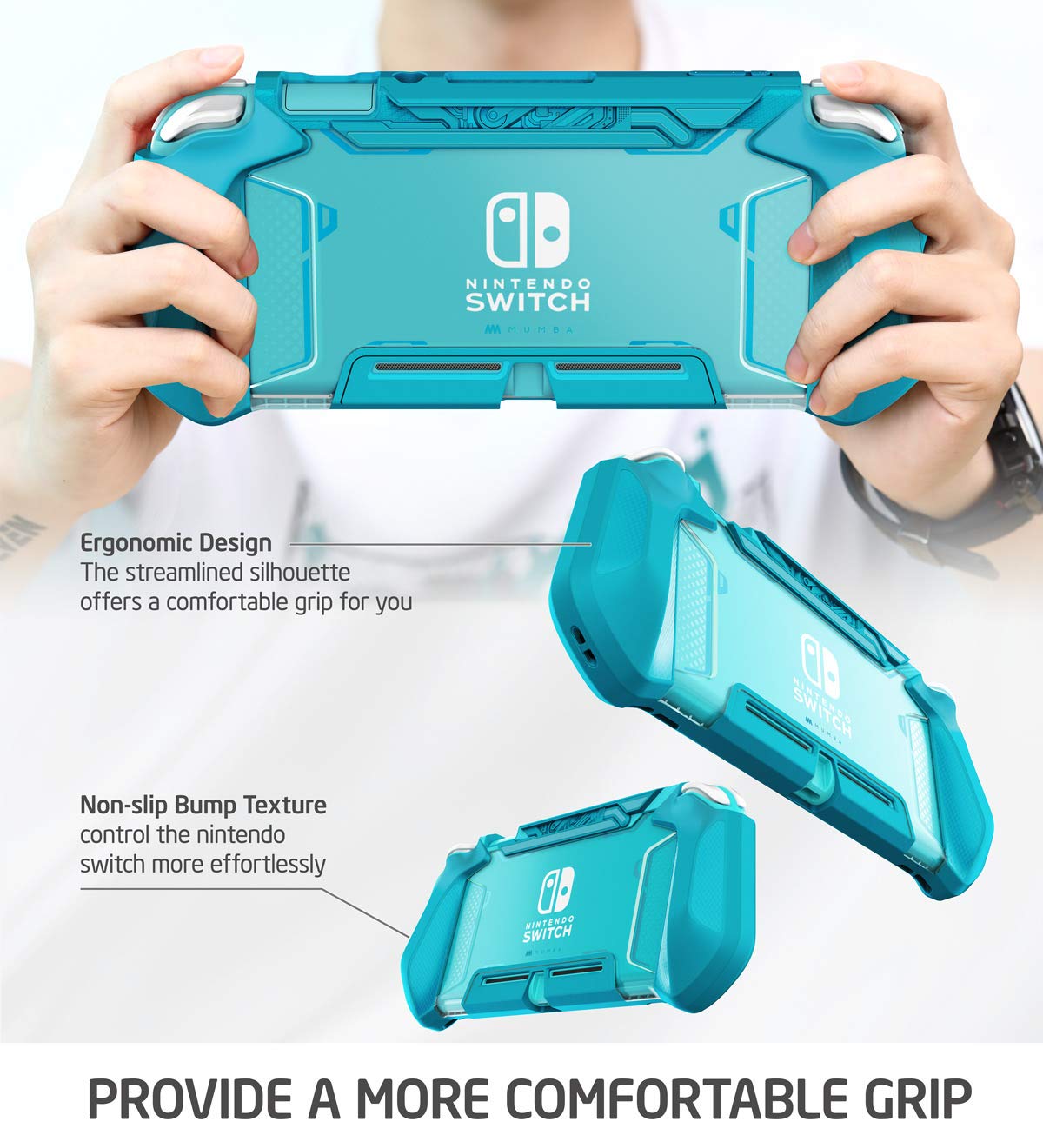 Mumba Grip Case for Nintendo Switch Lite - TPU Protective Cover, Peacock, Blade Series, Portable Accessories