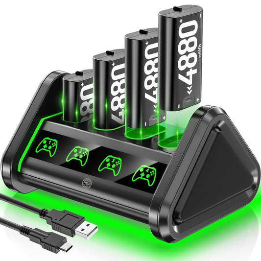 OIVO Rechargeable Battery for XboxOne/Xbox Series X|S  4 x 4880mWh Xbox Batteries  Xbx Series Battery Charger Station for XboxOne S|X/Elite Controllers