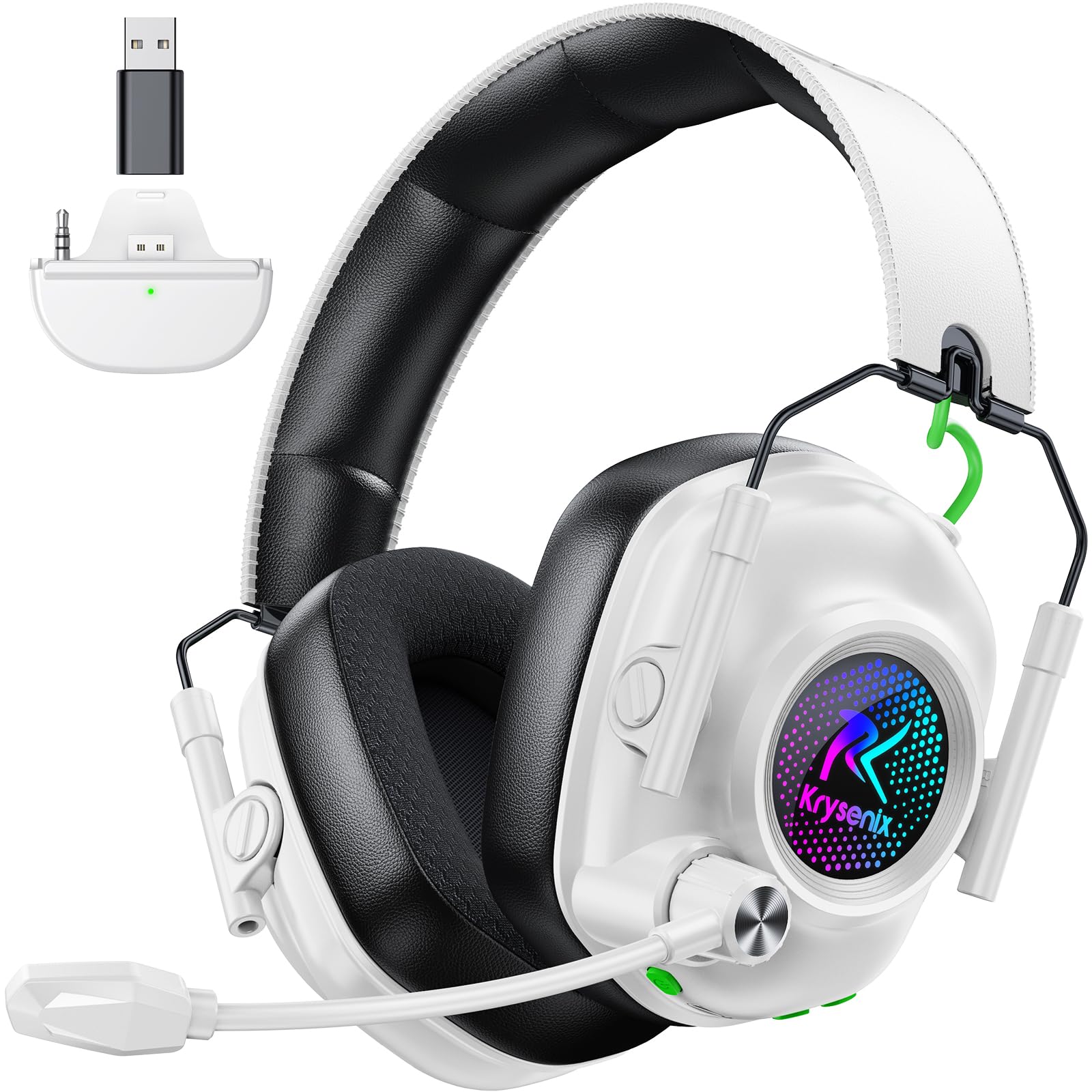 Wireless Gaming Headset for Xbox Series X|S  Xbox One  PC  PS5  PS4  Mac  Switch  2.4 GHz Wireless & Bluetooth 5.4 Gaming Headphones with Noise Canceling Microphone  50Hr Battery  50mm Drivers-White