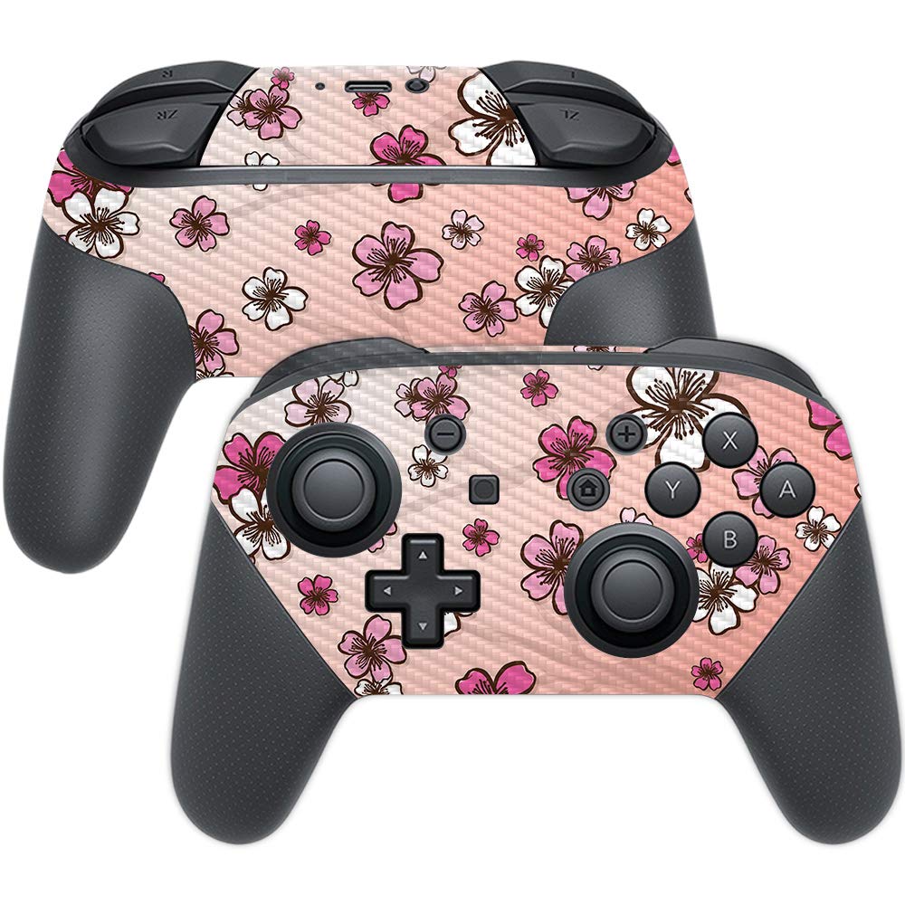 MightySkins Carbon Fiber Skin for Nintendo Switch Pro Controller - Cherry Blossom | Protective  Durable Textured Carbon Fiber Finish | Easy to Apply  Remove  and Change Styles | Made in The USA