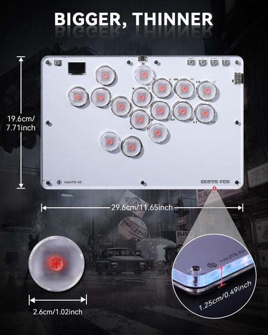 Sehawei Haute42 Arcade Stick - 16 Keys, Turbo Functions, Custom RGB, T16 White, Compatible with PC/PS3/PS4/Switch/Steam