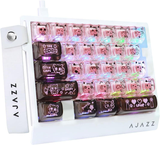 A.JAZZ AK029 Wired 29 Keys One-Handed RGB Gaming Keyboard with 8000HZ 0.01mm RT Magnetic Switches Adjustable Actuation Hotswappable Mechanical Keyboard Aluminum Plate Web Driver for Gamers-Black Pink