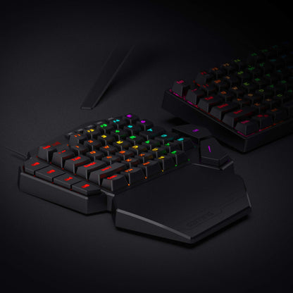 Redragon K585 DITI Wired One-Handed RGB Mechanical Gaming Keyboard, Blue Switch, 42 Keys, Black, Hot-Swappable, Detachable Wrist Rest