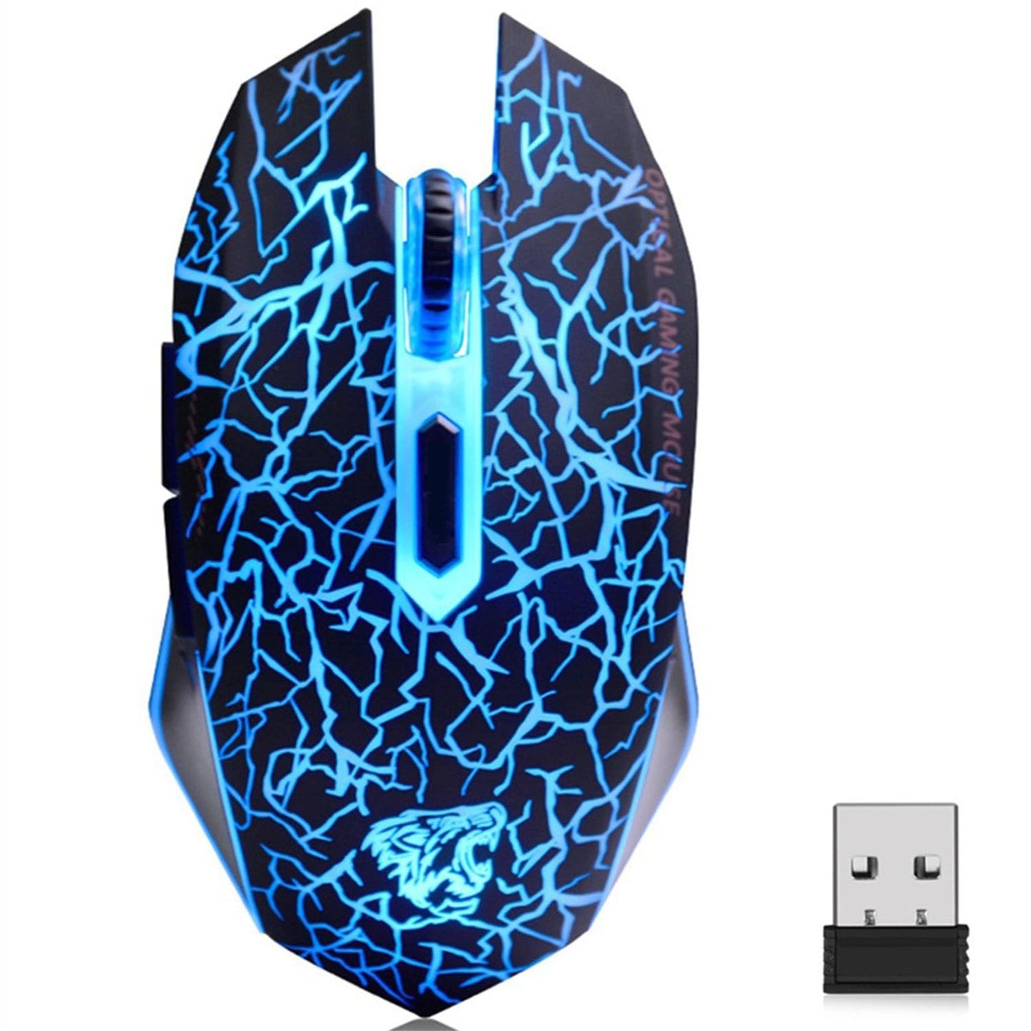 TENMOS M2 Wireless Gaming Mouse - Silent, Rechargeable, 7-Color LED, Ergonomic, 3 Adjustable DPI, Black