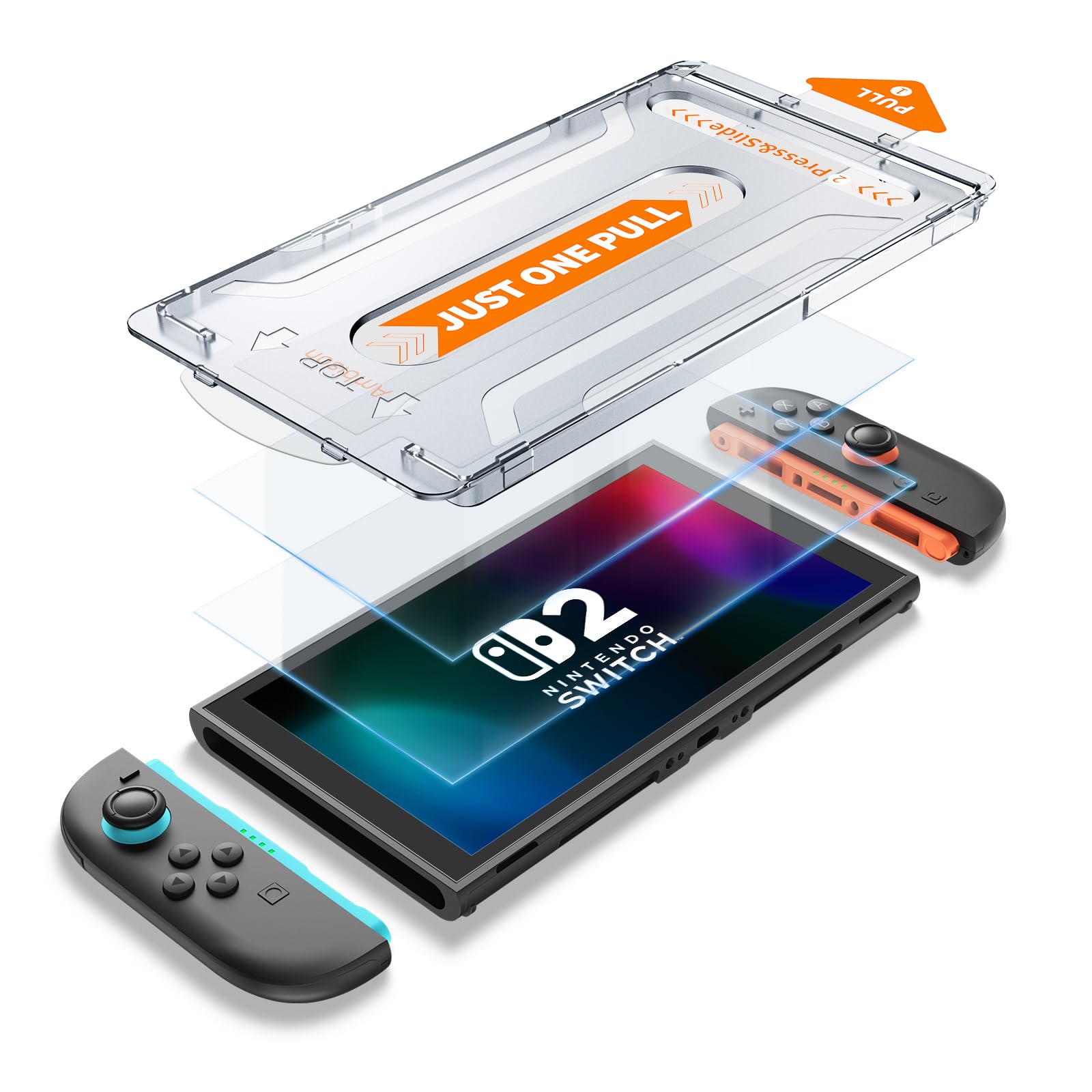 Ambison 2 Pack Screen Protector Designed for Nintendo Switch 2 (2025) 7.9 inch  [Auto-Alignment Kit & HD Clear]  Touch Sensitive  9H Hardness Tempered Glass  Scratch and Crack Resistant  Bubble Free