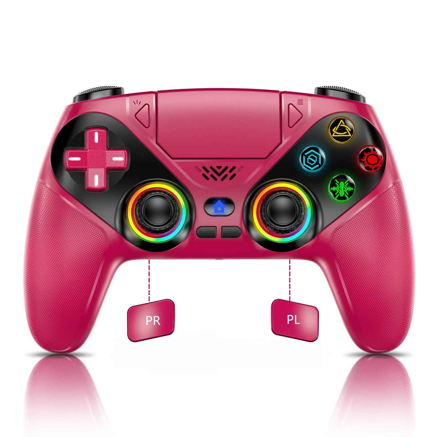 Nonbliep RGB for PS5 Controller  for PS5 Slim/Pro/PC  Wireless for Playstation 5 Controller with Dual Vibration/Macro/Turbo/3.5mm Audio Jack/Speaker/6-Axis Motion Control