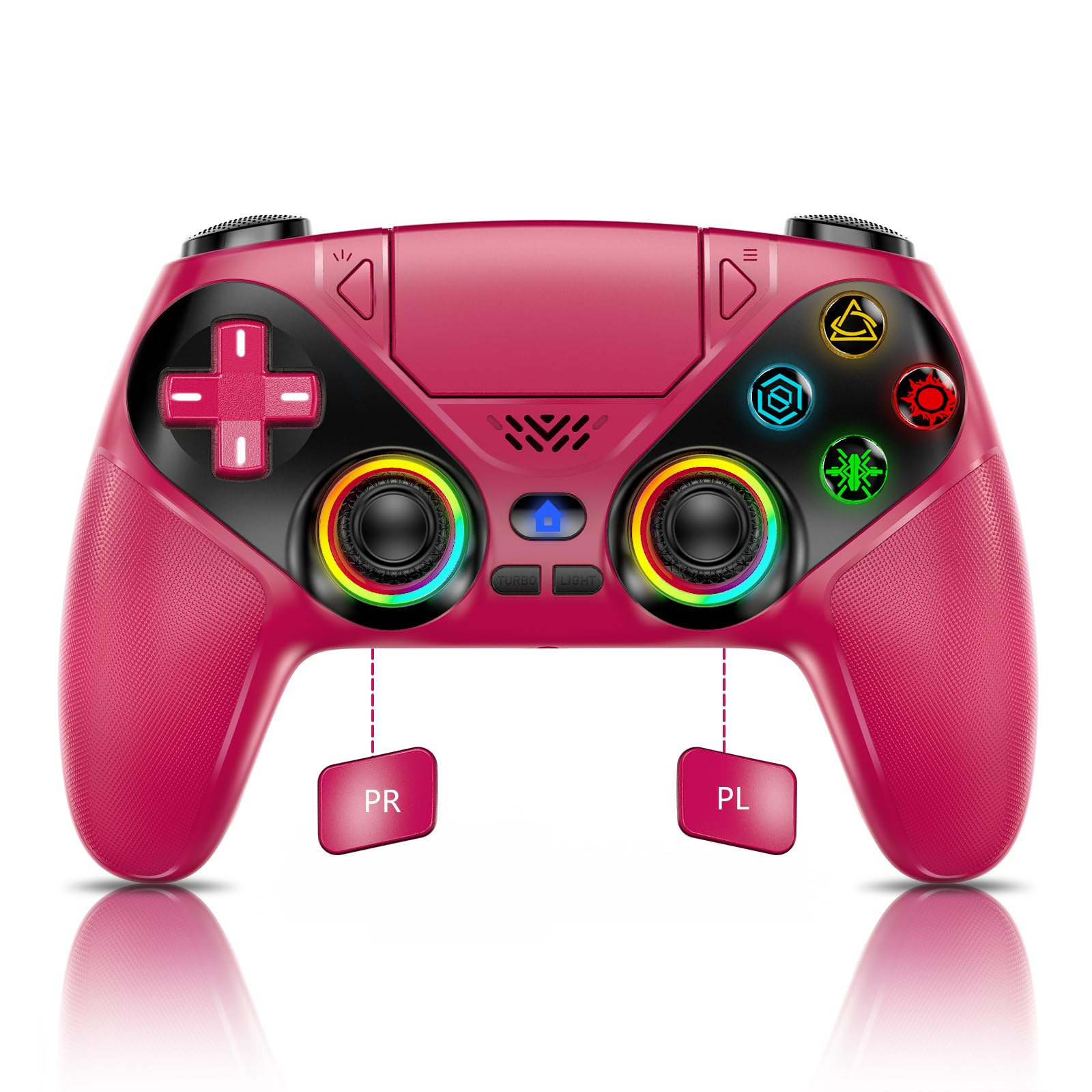 Nonbliep RGB for PS5 Controller  for PS5 Slim/Pro/PC  Wireless for Playstation 5 Controller with Dual Vibration/Macro/Turbo/3.5mm Audio Jack/Speaker/6-Axis Motion Control