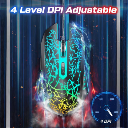 VersionTECH. Wired Gaming Mouse, Ergonomic Design, 7 RGB Lights, 6 Programmable Buttons, 4 DPI Levels, Black, Model BX017