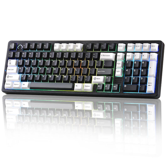 YUNZII AL98 Wireless Mechanical Gaming Keyboard - RGB Backlit, Hot Swappable, Gasket Mount, Cocoa Cream V2 Switch, Black