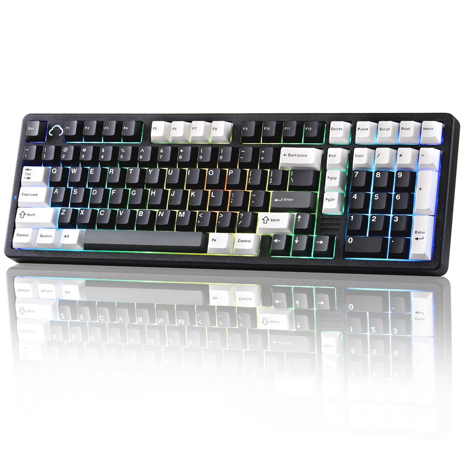 YUNZII AL98 Wireless Mechanical Gaming Keyboard, RGB Backlit, 1800 Layout, Black, Milk Switch, Gasket Mount, Hot Swappable