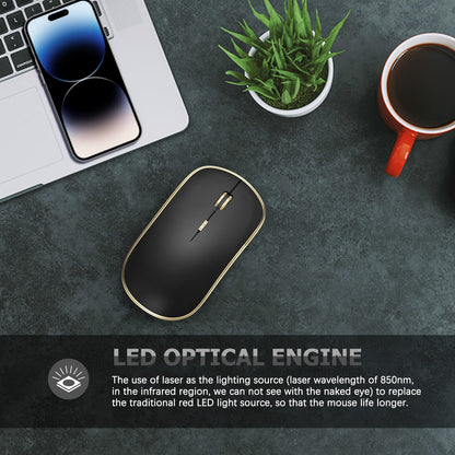 JOYACCESS Wireless Mouse JMS102BG, Portable 5 DPI Levels, Black Gold, USB for Desktop, Notebook, MacBook, Chromebook, PC