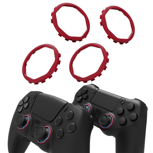 Redesigned Octagonal Gated Sticks Accent Rings for eXtremeRate Luna Shell for PS5 Controller  Repair Accessory for eXtremeRate Ghost Shell for PS4 Controller - Not for Standard Faceplate - Carmine Red