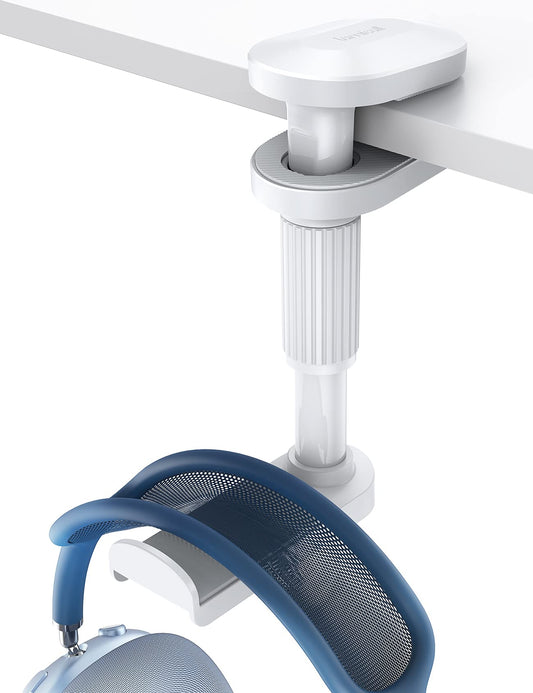 Lamicall Headphone Stand  Headset Holder - [2025 Upgarded] 360 Rotating Headphone Hanger  Earphone Holder Hook Mount Clamp Under Desk for Airpods Max  Sennheiser  More  White