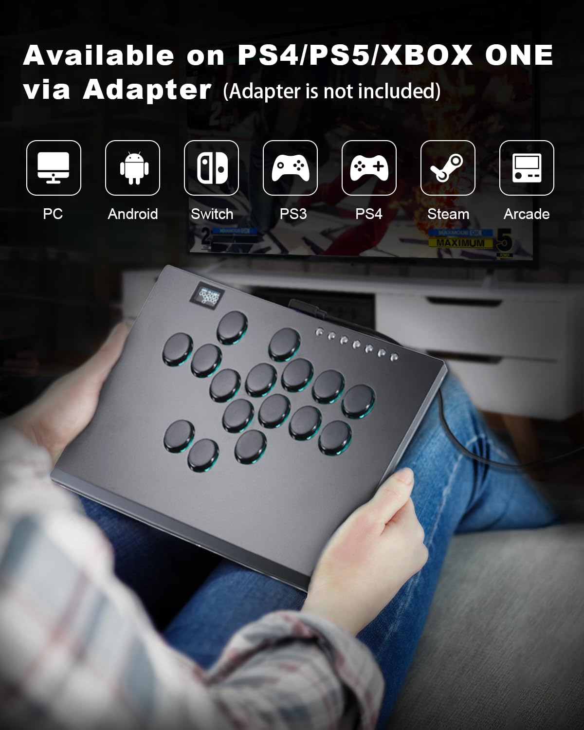 ONEED Haute42 Leverless Arcade Stick M16 Plus - Aluminum, Low-Profile, Hot Swap Compatible for PC/PS3/PS4/Switch, Black