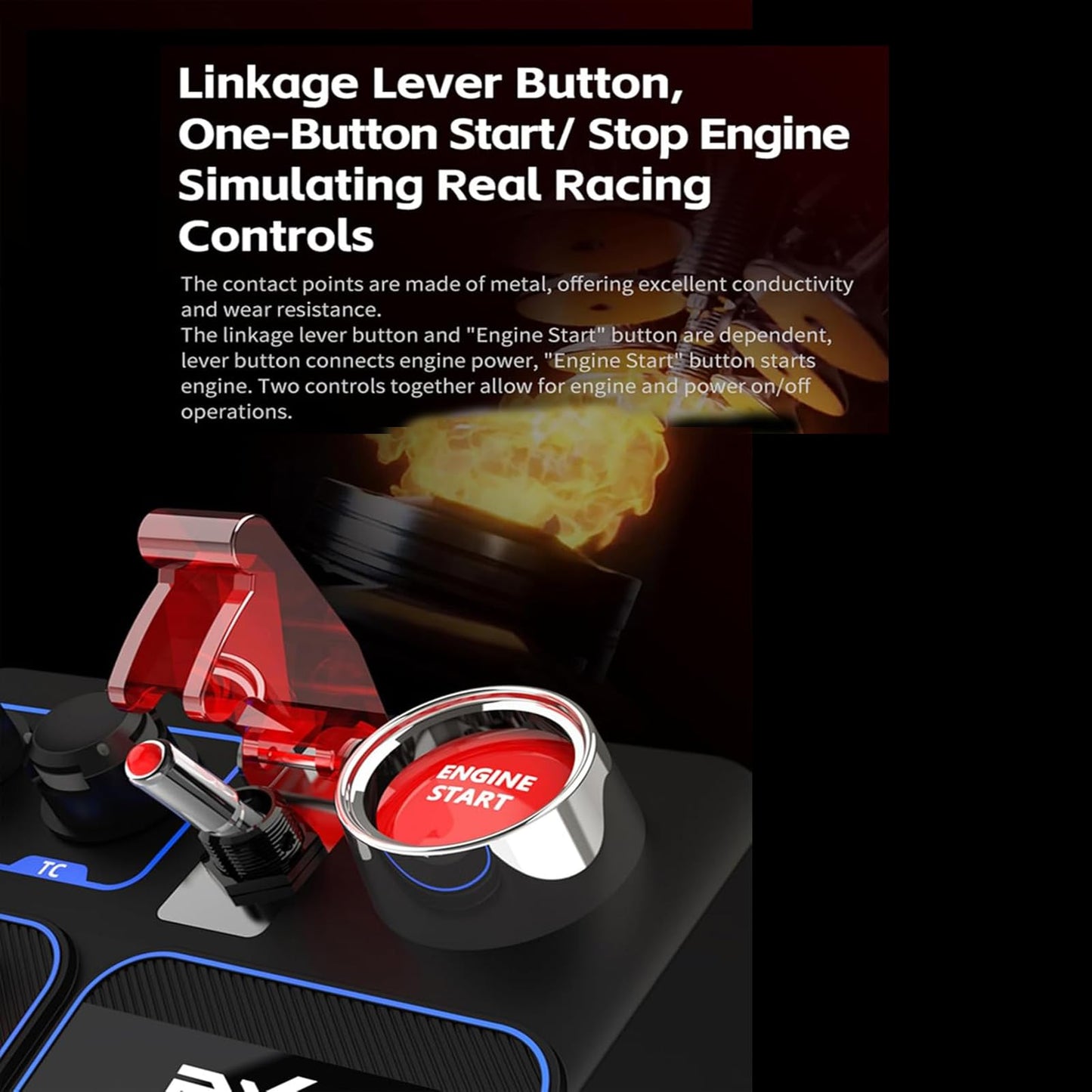 PXN Multi-functional Sim Racing Button Box, 30 Programmable Buttons, Adjustable RGB Lighting, 7.25"x5.68"x3.1", Black, Model PXN CB1