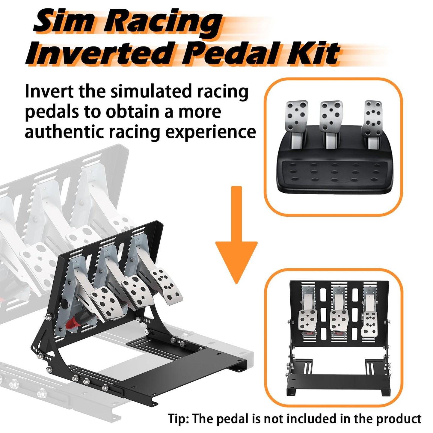 JOYORAN Sim Racing Inverted Pedals Kit for Logitech G PRO/G923/G920/G29 - Black, Compatible with Logitech Pedals (Not Included)