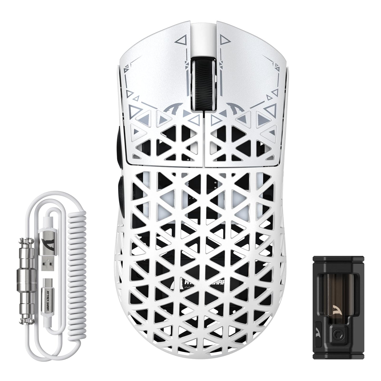 ATTACK SHARK R5 Ultra Wireless Gaming Mouse - 39g Superlight, 42K DPI, Carbon Fiber, White, BT/2.4G/USB-C