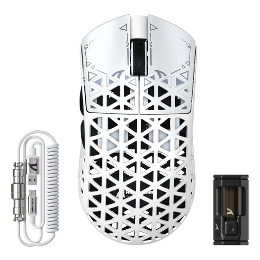 ATTACK SHARK R5 Ultra Wireless Gaming Mouse - 39g Superlight, 42K DPI, Carbon Fiber, White, BT/2.4G/USB-C