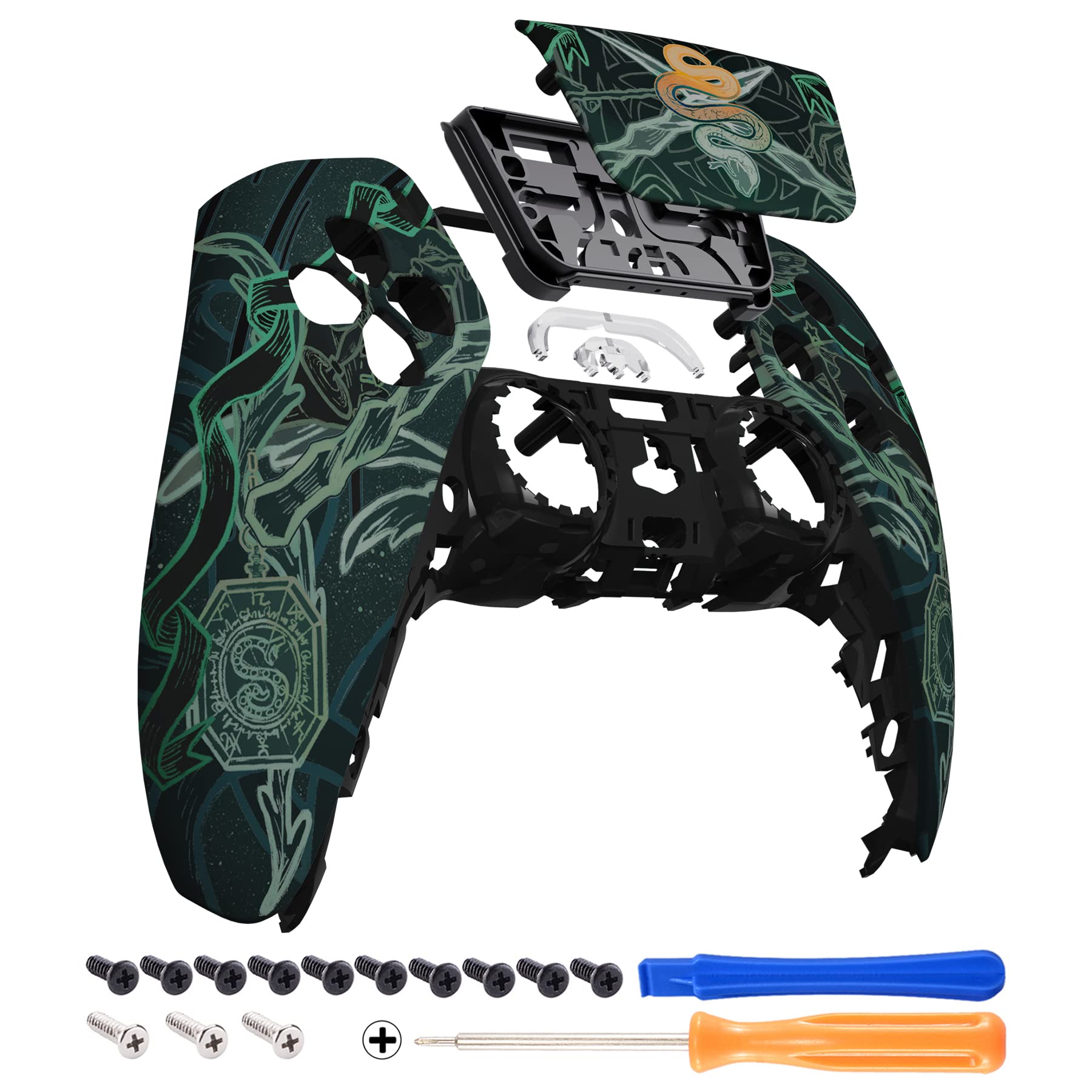 eXtremeRate Serpent Totem Soft Touch Touchpad Front Top Shell Compatible with ps5 Controller BDM-010 020 030 040 050  DIY Replacement Shell Custom Touch Pad Cover Compatible with ps5 Controller